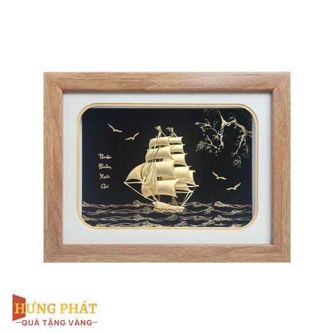 Tranh Thuyền Thuận Buồm Xuôi Gió Dát Vàng 24K 20x26cm