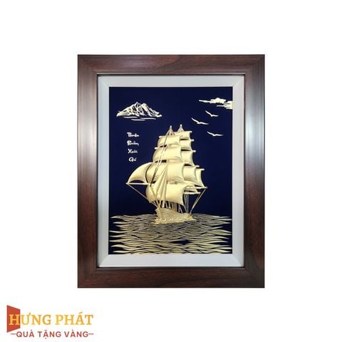 Tranh Thuyền Thuận Buồm Xuôi Gió Dát Vàng 24K 27x34cm