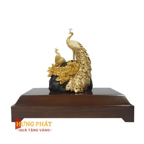 Đôi Công Hoa Mẫu Đơn Dát Vàng 24K (Mẫu 3)