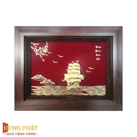 Tranh Thuyền Thuận Buồm Xuôi Gió Dát Vàng 24K 25x32cm