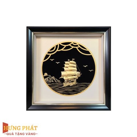 Tranh Thuyền Thuận Buồm Xuôi Gió Dát Vàng 24K 26x26cm