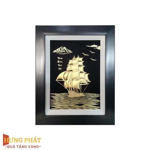 Tranh Thuyền Thuận Buồm Xuôi Gió Dát Vàng 24K 27x34cm
