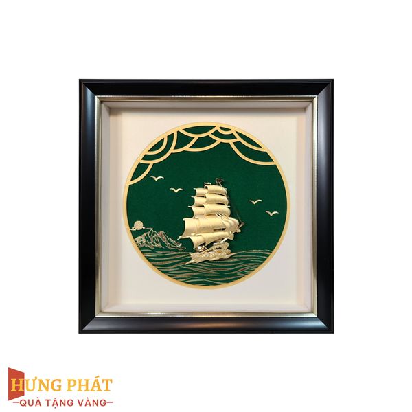 Tranh Thuyền Thuận Buồm Xuôi Gió Dát Vàng 24K 26x26cm