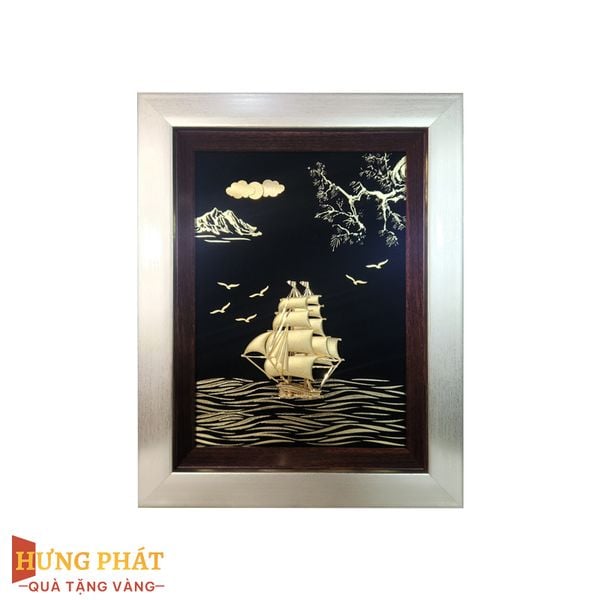 Tranh Thuyền Thuận Buồm Xuôi Gió Dát Vàng 24K 25x32cm