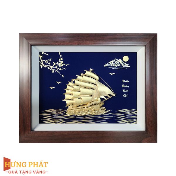 Tranh Thuyền Thuận Buồm Xuôi Gió Dát Vàng 24K 27x34cm