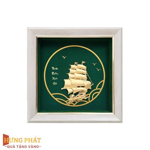 Tranh Thuyền Thuận Buồm Xuôi Gió Dát Vàng 24K 20x20cm