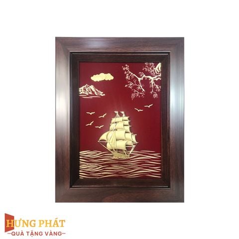 Tranh Thuyền Thuận Buồm Xuôi Gió Dát Vàng 24K 25x32cm