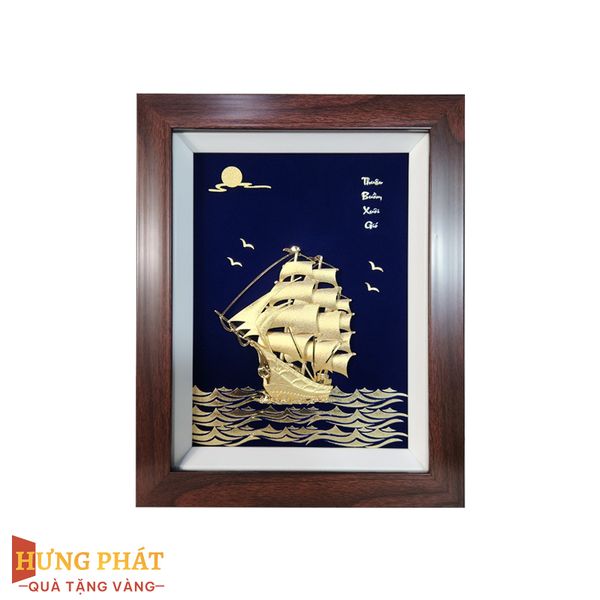 Tranh Thuyền Thuận Buồm Xuôi Gió Dát Vàng 24K 27x34cm