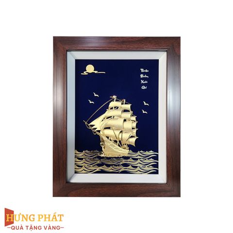 Tranh Thuyền Thuận Buồm Xuôi Gió Dát Vàng 24K 27x34cm