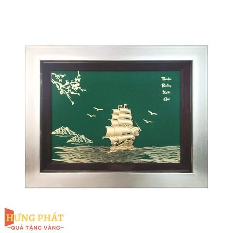 Tranh Thuyền Thuận Buồm Xuôi Gió Dát Vàng 24K 25x32cm
