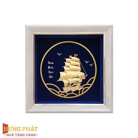 Tranh Thuyền Thuận Buồm Xuôi Gió Dát Vàng 24K 20x20cm