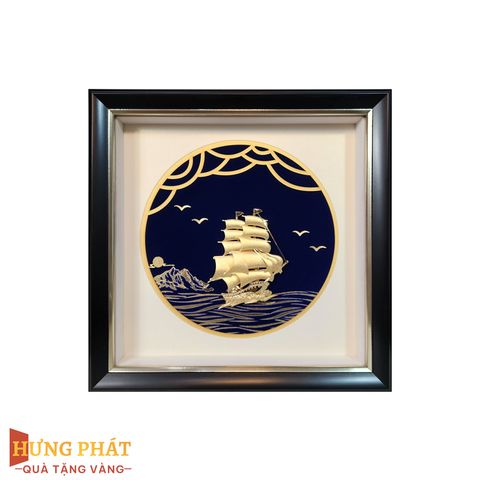 Tranh Thuyền Thuận Buồm Xuôi Gió Dát Vàng 24K 26x26cm
