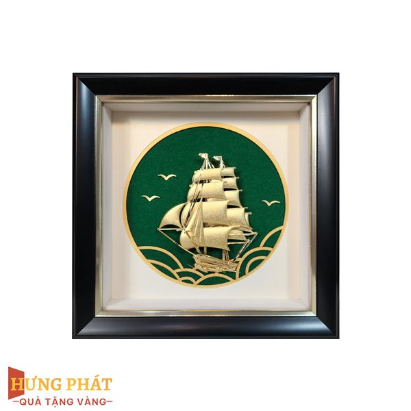 Tranh Thuyền Thuận Buồm Xuôi Gió Dát Vàng 24K 20x20cm
