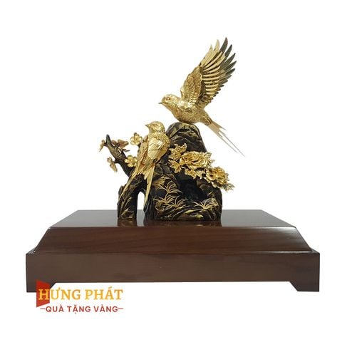 Đôi Chim Sẻ Hoa Mai Dát Vàng 24K (Mẫu 1)