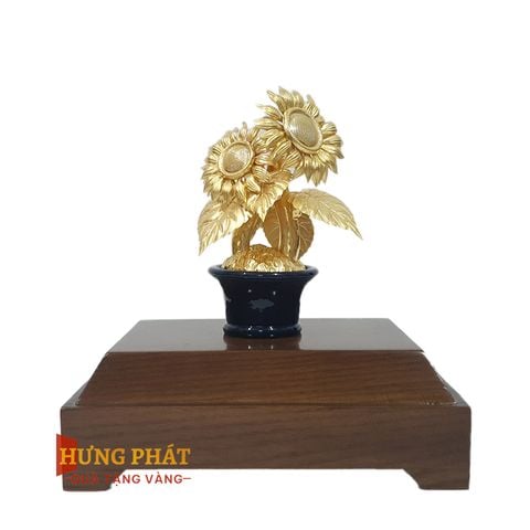 Chậu Hoa Hướng Dương Dát Vàng 24k