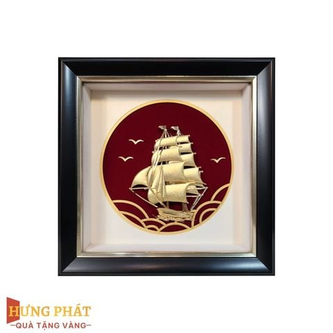 Tranh Thuyền Thuận Buồm Xuôi Gió Dát Vàng 24K 20x20cm