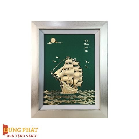 Tranh Thuyền Thuận Buồm Xuôi Gió Dát Vàng 24K 27x34cm