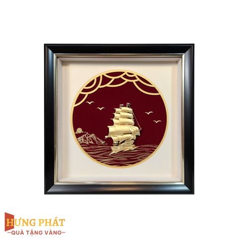 Tranh Thuyền Thuận Buồm Xuôi Gió Dát Vàng 24K 26x26cm