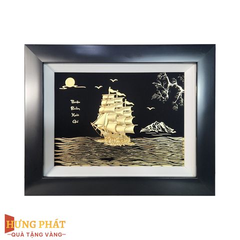 Tranh Thuyền Thuận Buồm Xuôi Gió Dát Vàng 24K 27x34cm
