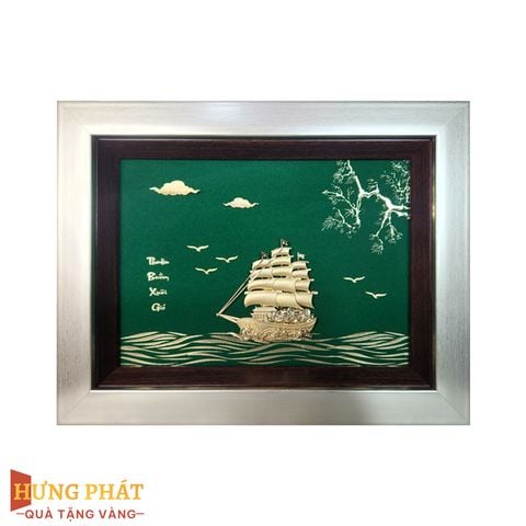 Tranh Thuyền Thuận Buồm Xuôi Gió Dát Vàng 24K 25x32cm