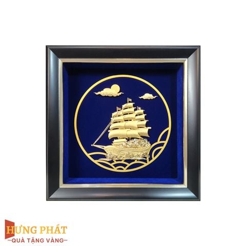 Tranh Thuyền Thuận Buồm Xuôi Gió Dát Vàng 24K 20x20cm