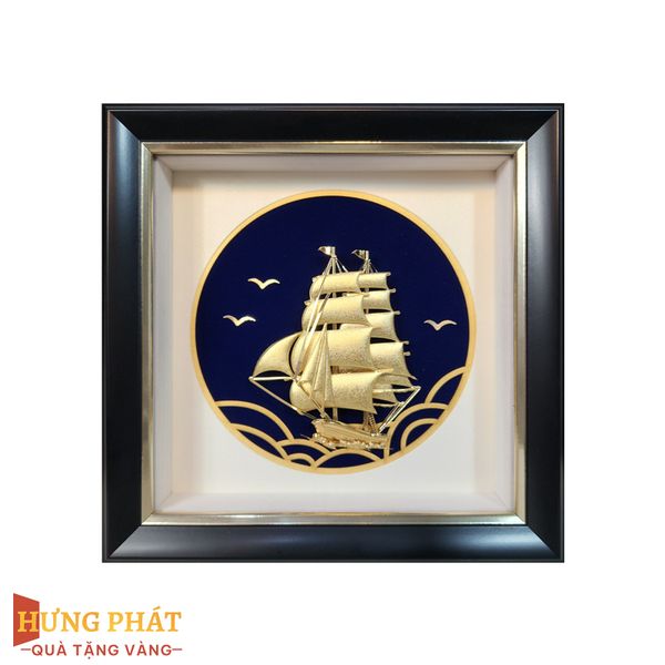 Tranh Thuyền Thuận Buồm Xuôi Gió Dát Vàng 24K 20x20cm