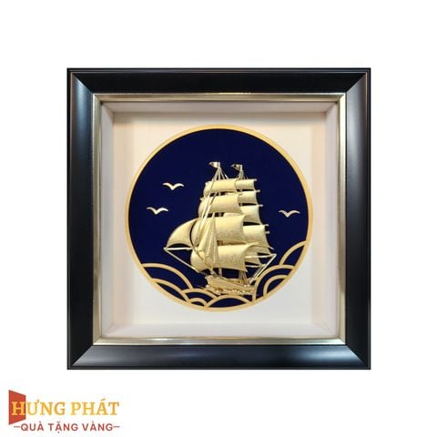 Tranh Thuyền Thuận Buồm Xuôi Gió Dát Vàng 24K 20x20cm