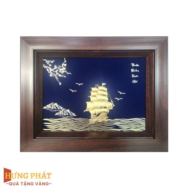 Tranh Thuyền Thuận Buồm Xuôi Gió Dát Vàng 24K 25x32cm
