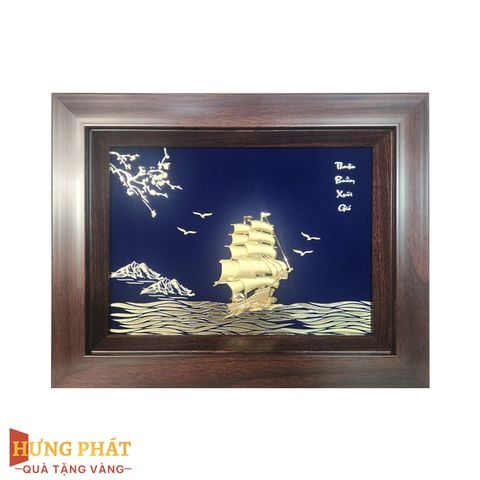 Tranh Thuyền Thuận Buồm Xuôi Gió Dát Vàng 24K 25x32cm
