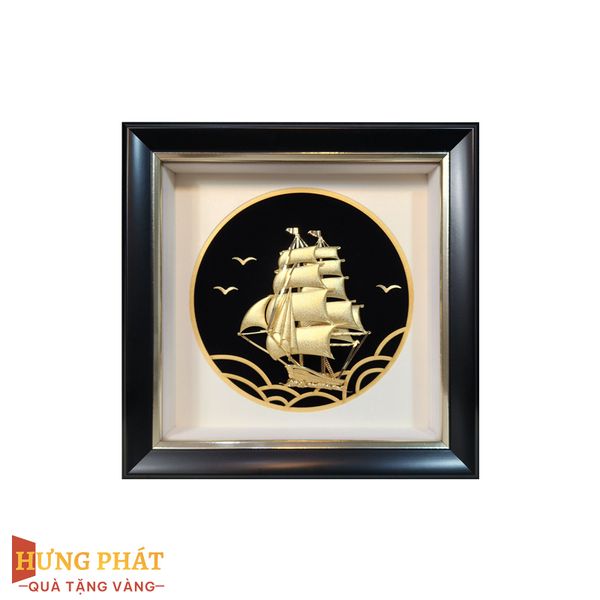 Tranh Thuyền Thuận Buồm Xuôi Gió Dát Vàng 24K 20x20cm