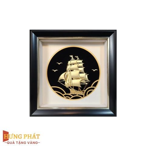 Tranh Thuyền Thuận Buồm Xuôi Gió Dát Vàng 24K 20x20cm