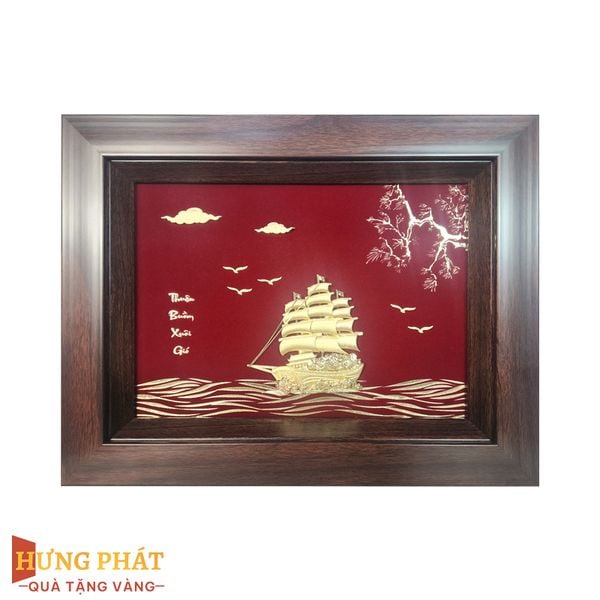Tranh Thuyền Thuận Buồm Xuôi Gió Dát Vàng 24K 25x32cm