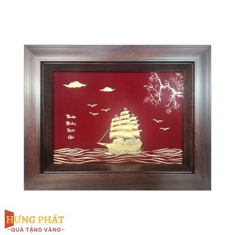 Tranh Thuyền Thuận Buồm Xuôi Gió Dát Vàng 24K 25x32cm