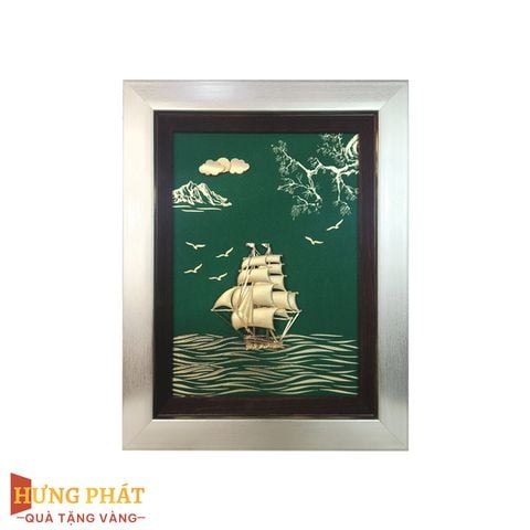 Tranh Thuyền Thuận Buồm Xuôi Gió Dát Vàng 24K 25x32cm