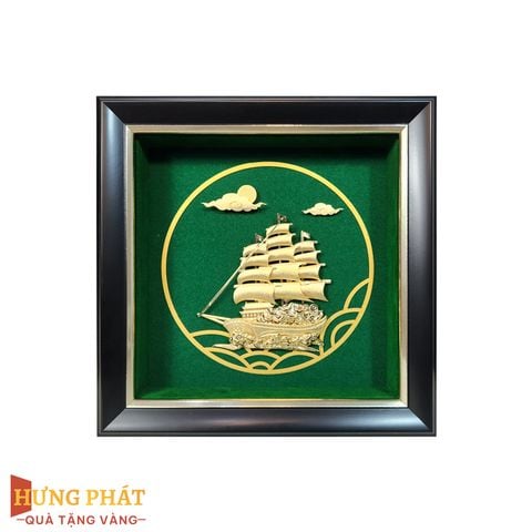 Tranh Thuyền Thuận Buồm Xuôi Gió Dát Vàng 24K 20x20cm