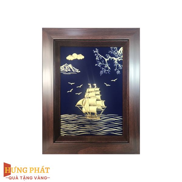 Tranh Thuyền Thuận Buồm Xuôi Gió Dát Vàng 24K 25x32cm