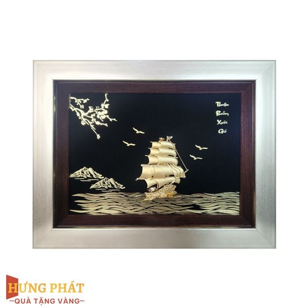Tranh Thuyền Thuận Buồm Xuôi Gió Dát Vàng 24K 25x32cm
