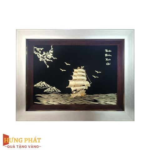 Tranh Thuyền Thuận Buồm Xuôi Gió Dát Vàng 24K 25x32cm