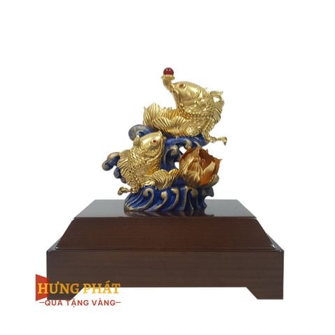 Đôi Cá Chép Hoa Sen Dát Vàng 24K