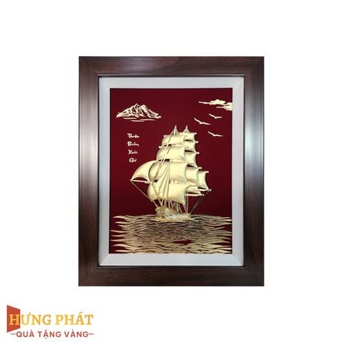 Tranh Thuyền Thuận Buồm Xuôi Gió Dát Vàng 24K 27x34cm