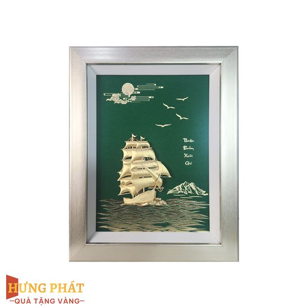Tranh Thuyền Thuận Buồm Xuôi Gió Dát Vàng 24K 27x34cm