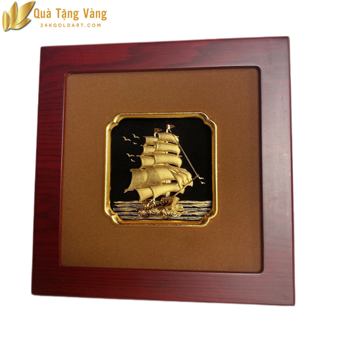 Tranh Thuyền Dát Vàng 24K