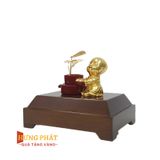 Chú Tiểu Bên Chậu Vạn Niên Dát Vàng 24K