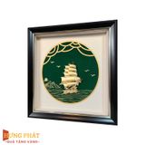 Tranh Thuyền Thuận Buồm Xuôi Gió Dát Vàng 24K 26x26cm