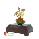 Chậu Sen 5 Cành & Cá Vàng Dát Vàng 24K