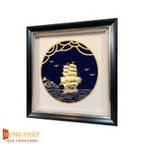 Tranh Thuyền Thuận Buồm Xuôi Gió Dát Vàng 24K 26x26cm
