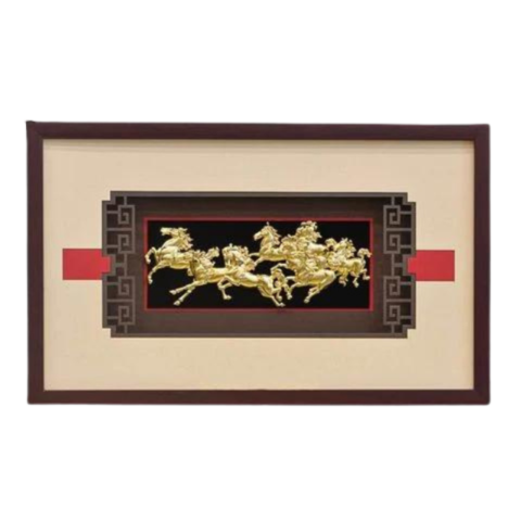 Tranh Bát Mã Dát Vàng 24K