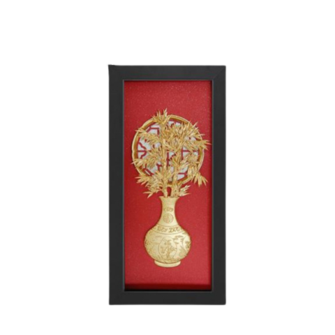 Tranh Bình Cây Trúc Dát Vàng 24K