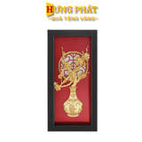 Tranh Bình Hoa Đào Dát Vàng 24K
