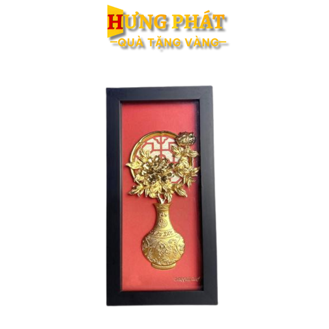 Tranh Bình Hoa Mẫu Đơn Dát Vàng